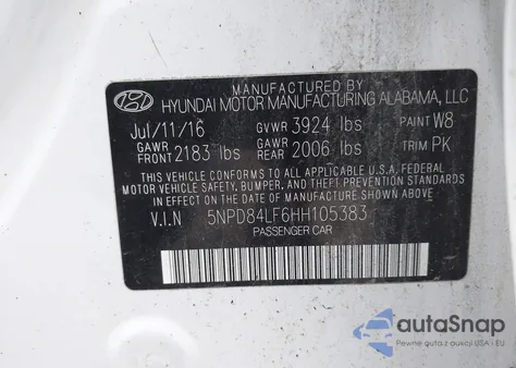 2017 Hyundai Elantra Se z USA, uszkodzony, nr VIN 5NPD84LF6HH105383